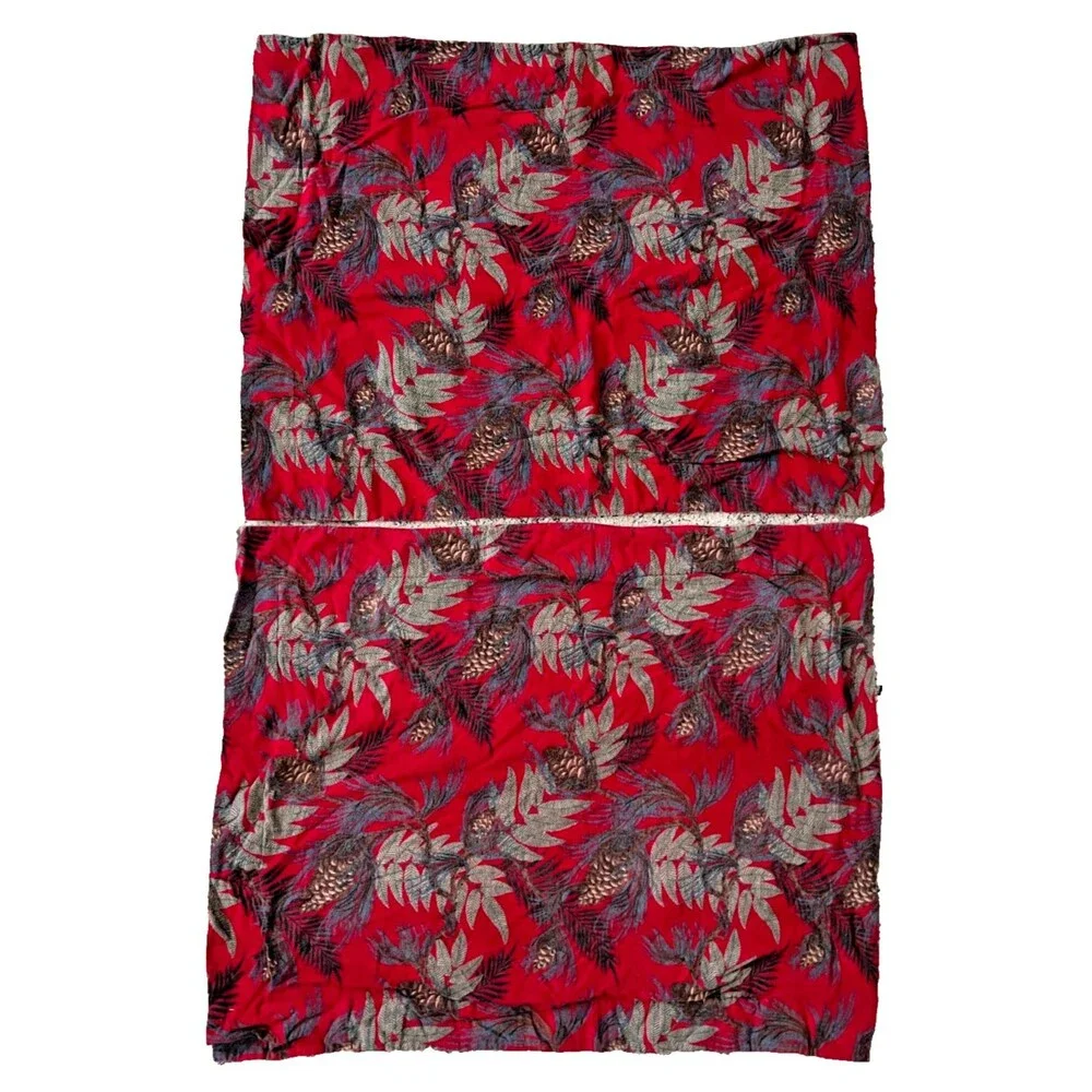 L.L. Bean Pinecone Lodge Pillow Shams 2pc Set STANDARD Red Cotton Flannel Cabin